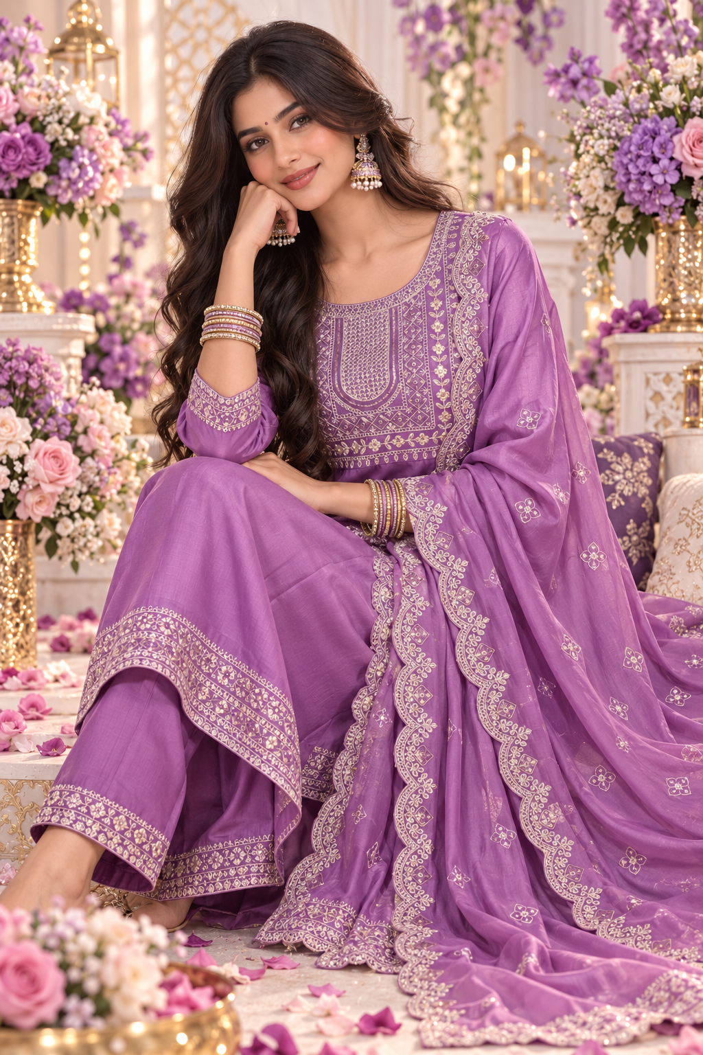Bollywood wedding salwar kameez purple size L