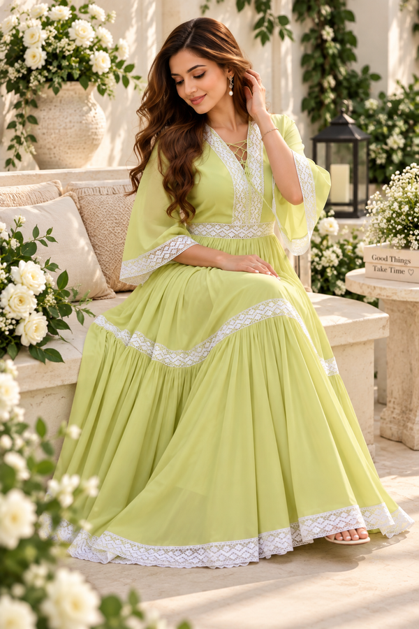 Bollywood désigner magnifique robe vert blanc taille Xl