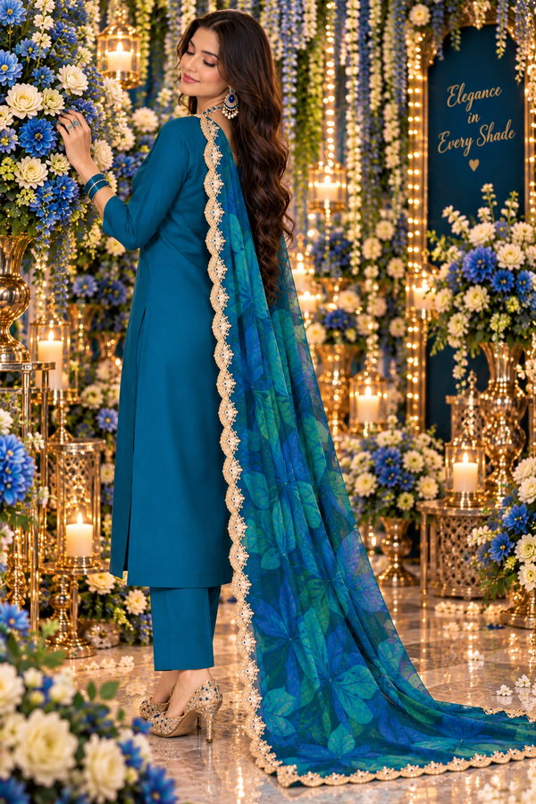 Bollywood désigner salwar kameez bleu et vert taille xxl saree robe