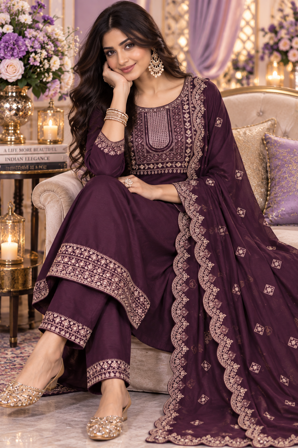 Bollywood désigner mariage salwar kameez violet taille xl