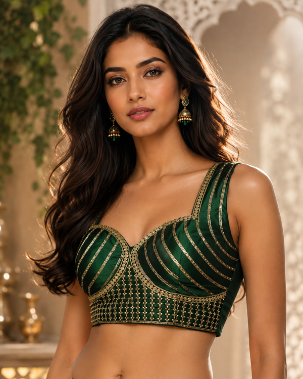 Bollywood désigner mariage sari blouse vert taille 38/40