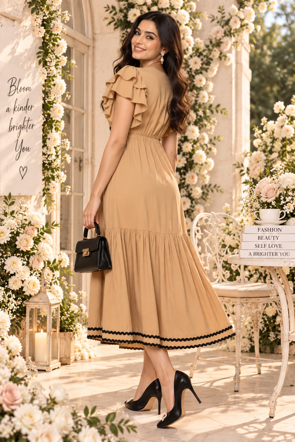 Bollywood désigner robe beige et noir taille L