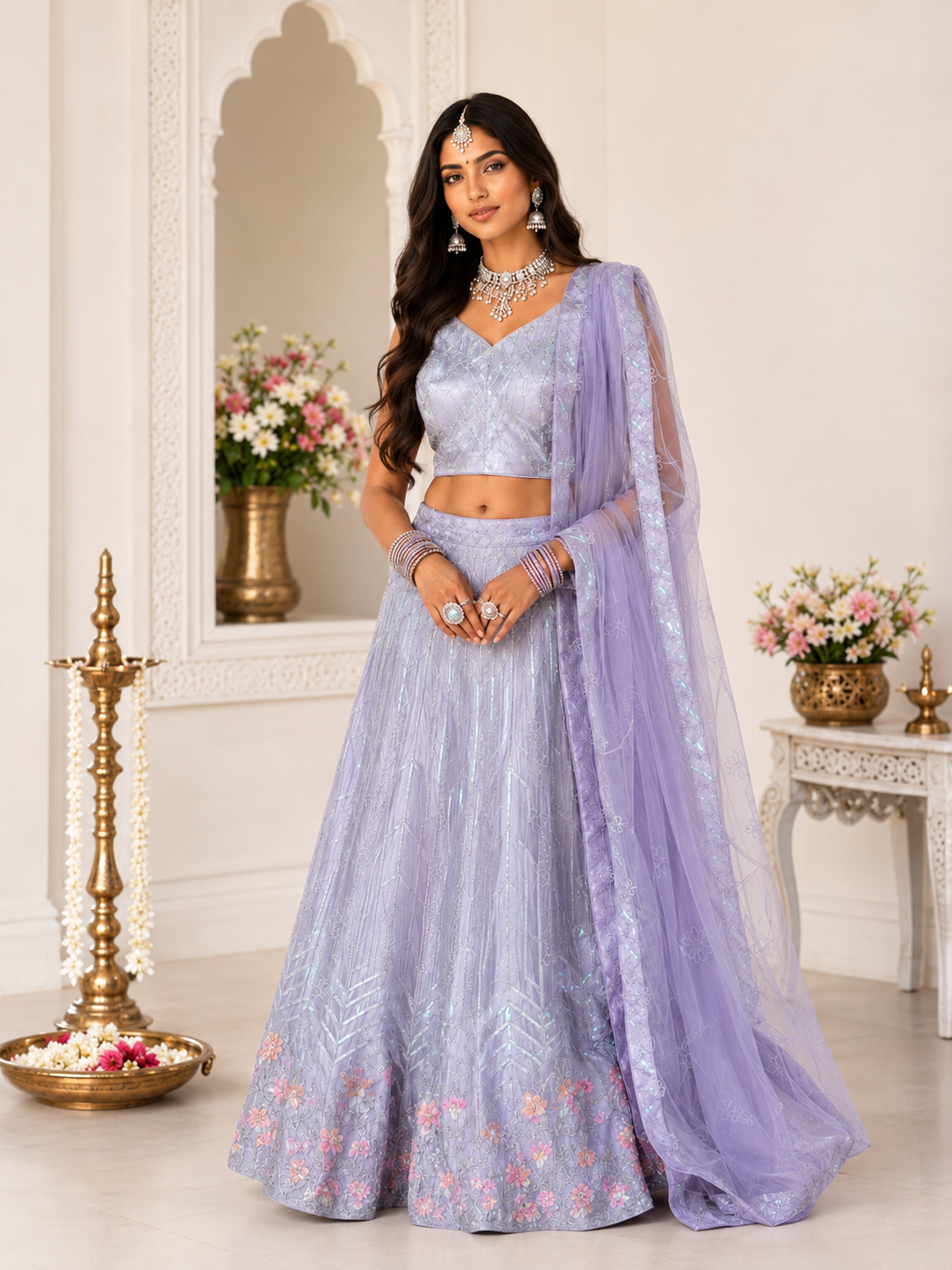 Bollywood Designer Lavender Lehenga Choli Size 38/42