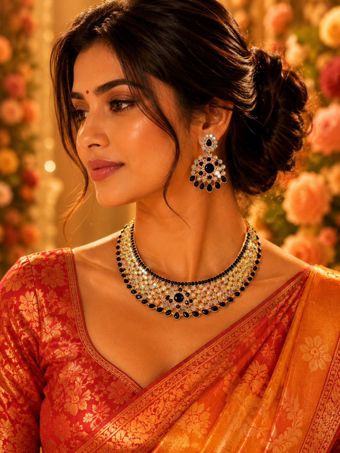 Bollywood désigner sari parure noir et blanc 2 pièces Image principale du produit