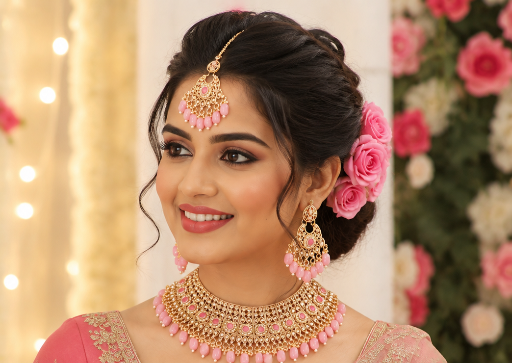 Bollywood désigner mariage sari parure rose 3 pièces