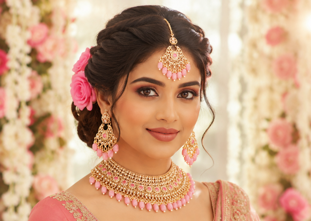 Bollywood désigner mariage sari parure rose 3 pièces