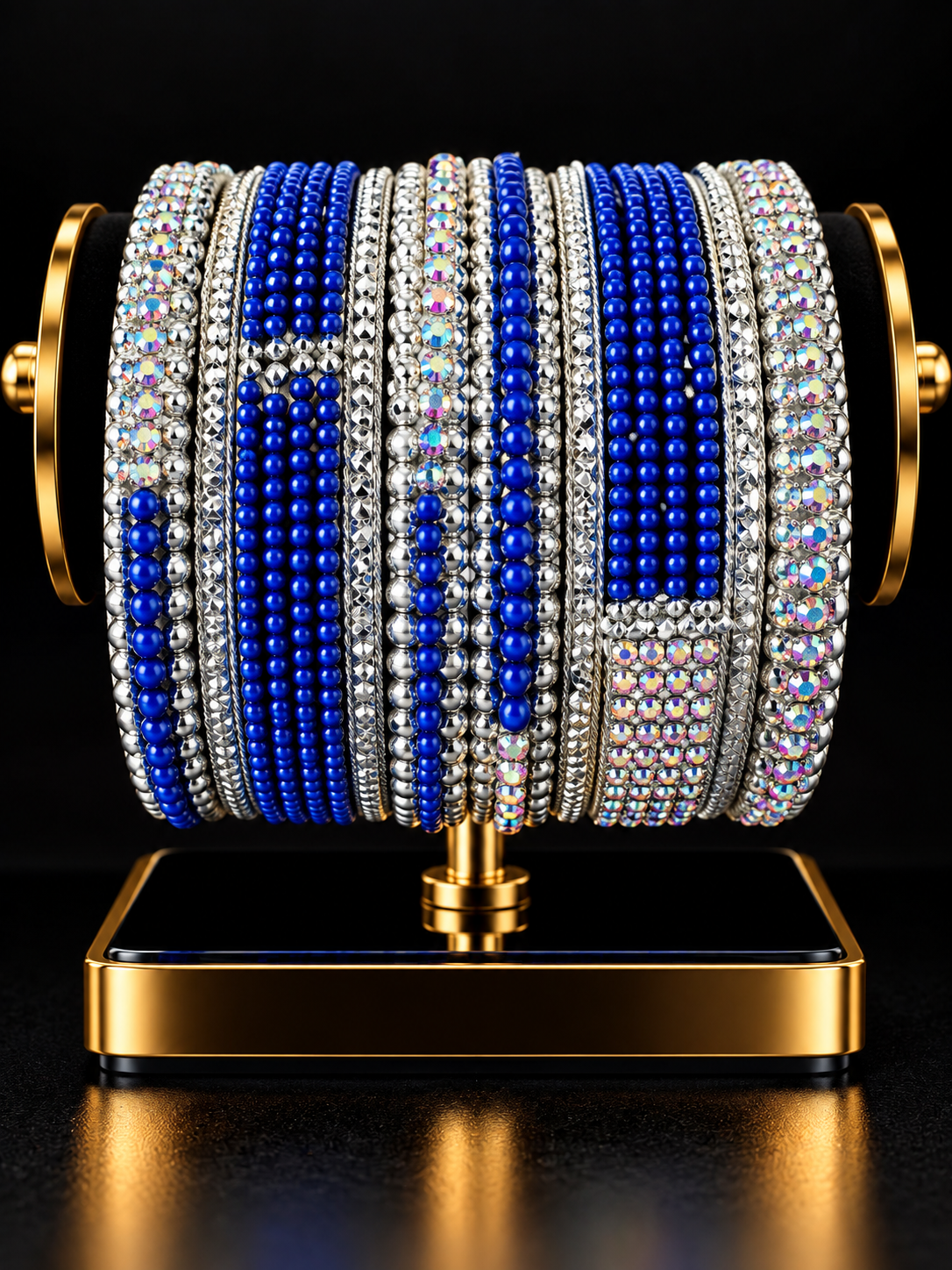 Indian désigner bracelet bleu et argenté taille 2.8 Image principale du produit