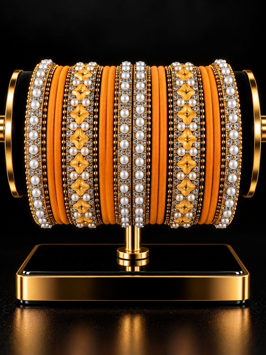 Indian désigner bracelet orange et doré taille 2.10
