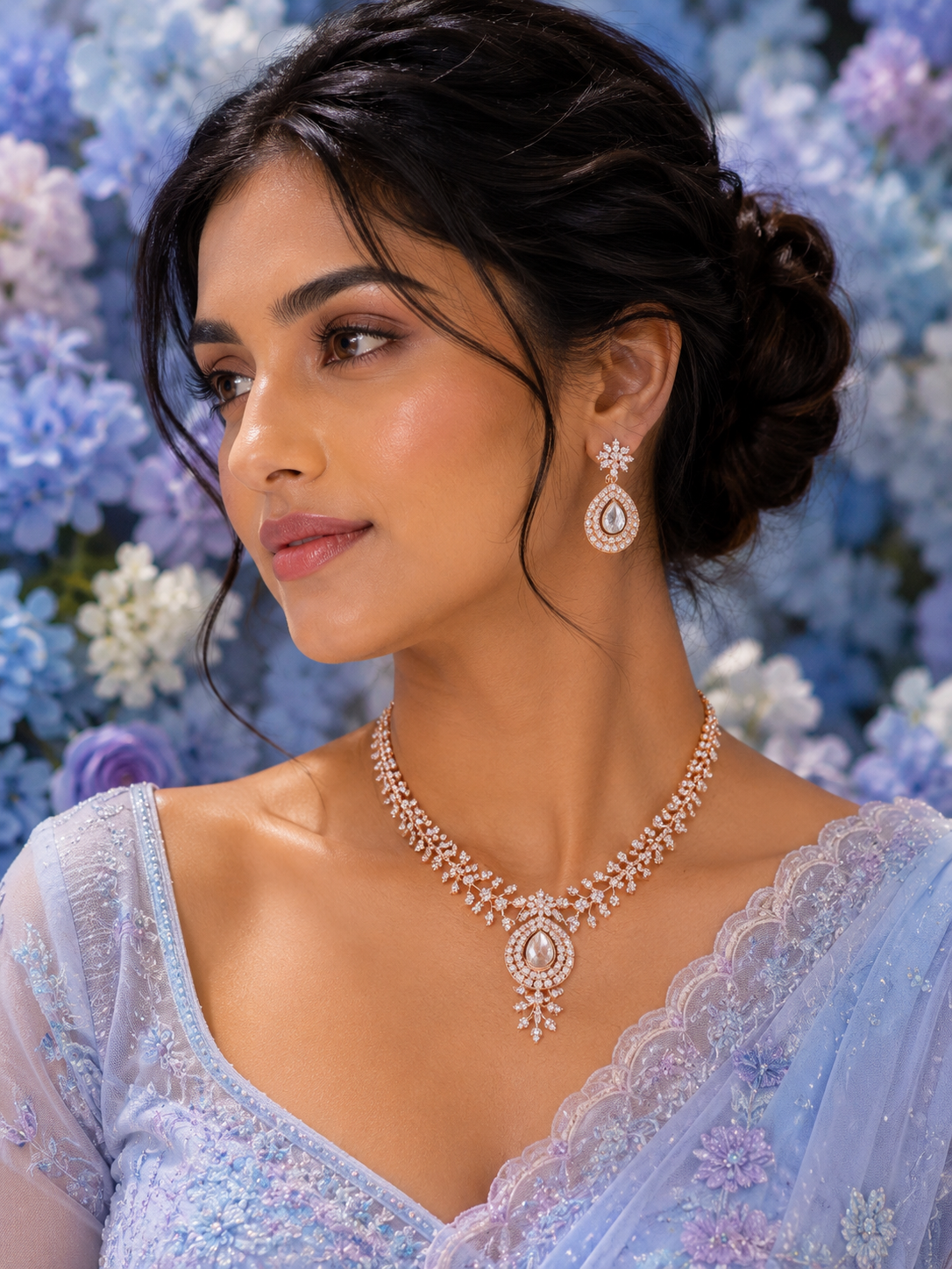 Bollywood désigner mariage sari parure blanc et or Image principale du produit