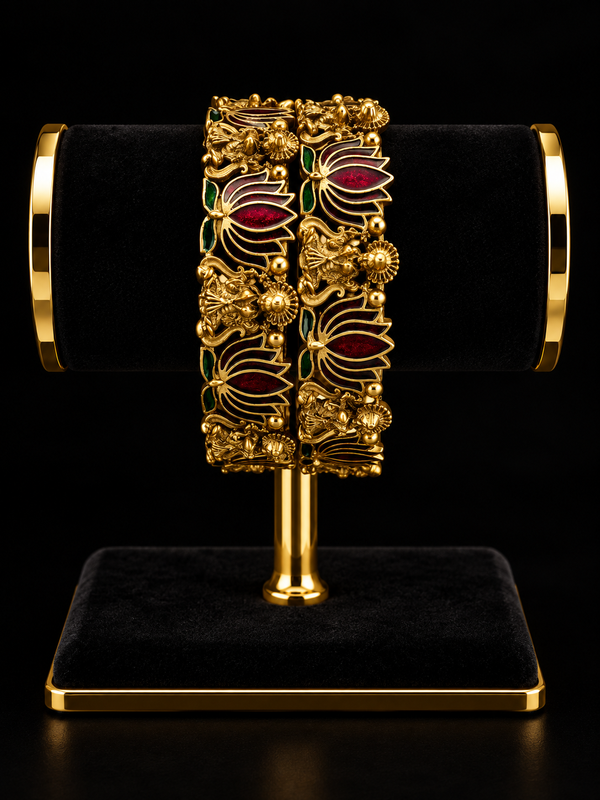 Indian temple lakshmi bracelet rose vert taille 2.8