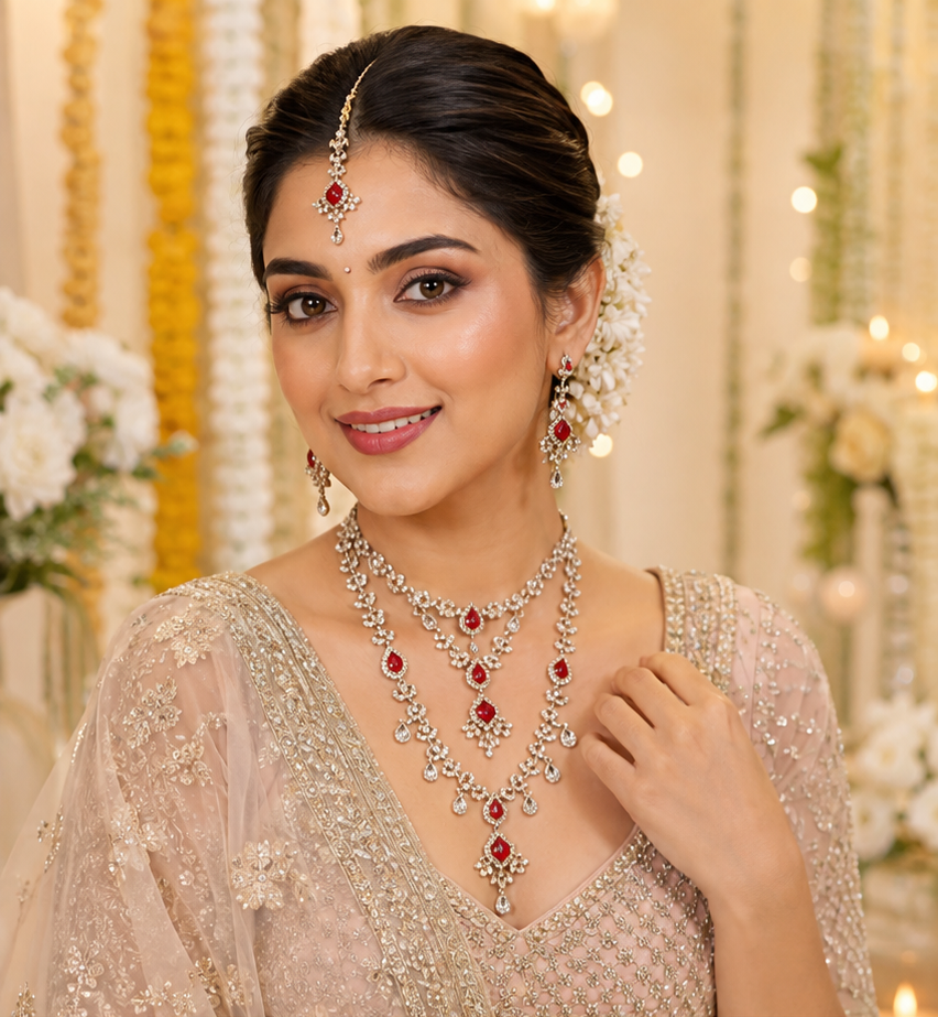 Bollywood désigner mariage parure rose 3 pièces