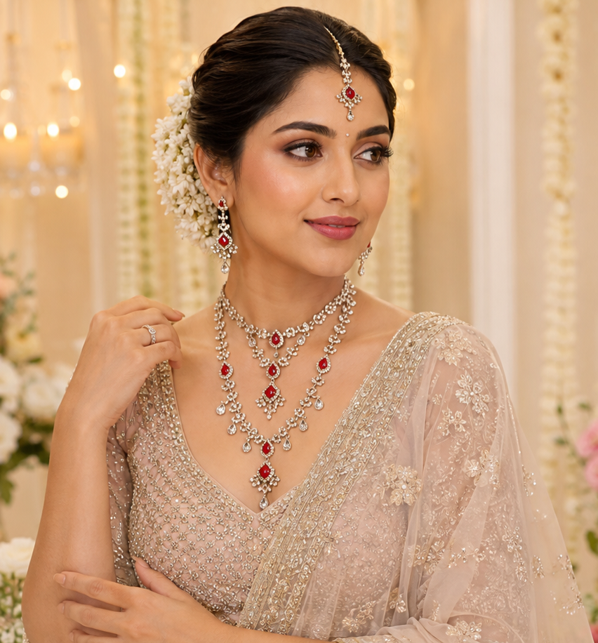 Bollywood désigner mariage parure rose 3 pièces