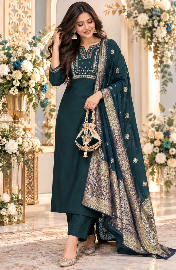 Bollywood désigner salwar kameez bleu vert taille L