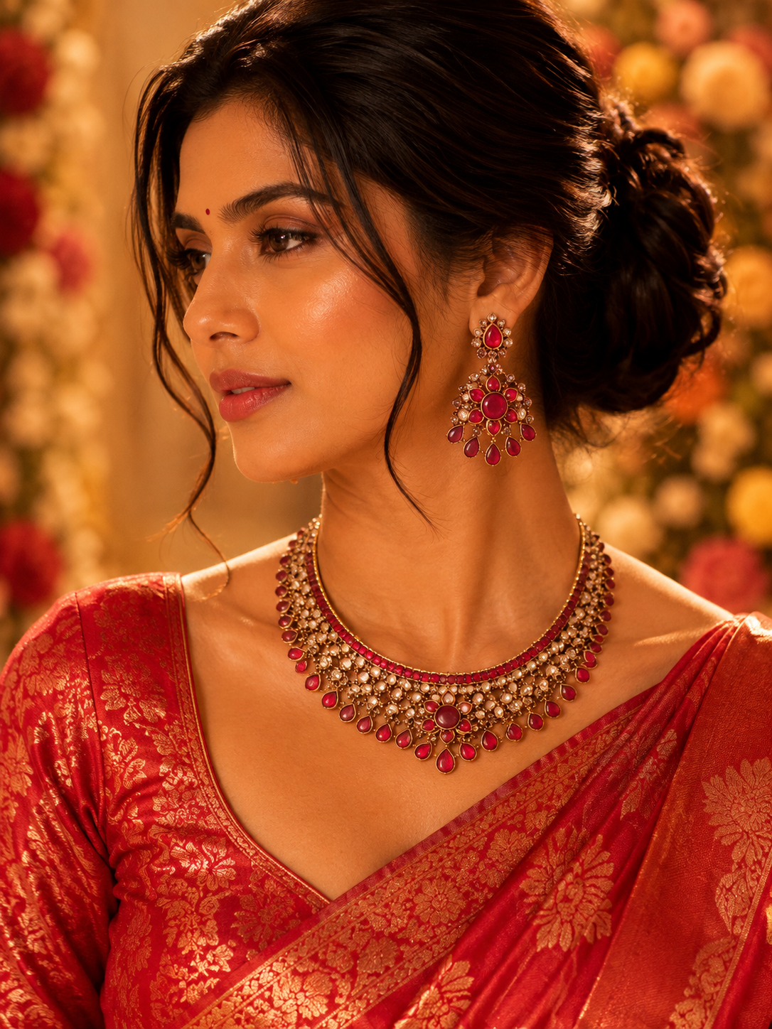 Bollywood désigner mariage sari parure rouge et blanc