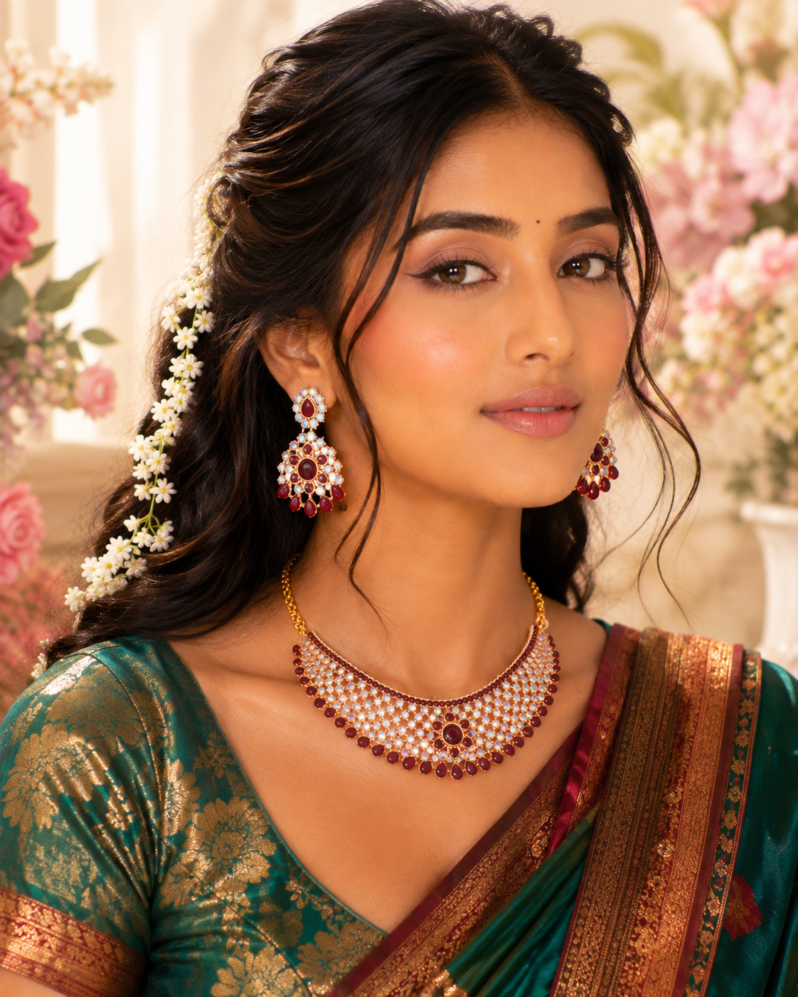 Bollywood désigner mariage parure rouge blanc Image secondaire du produit