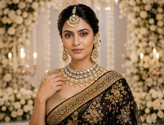 Bollywood désigner mariage sari parure crème et doré