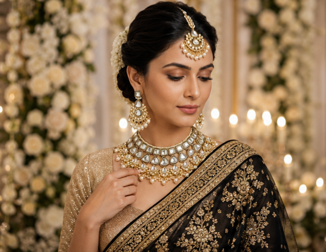 Bollywood désigner mariage sari parure crème et doré