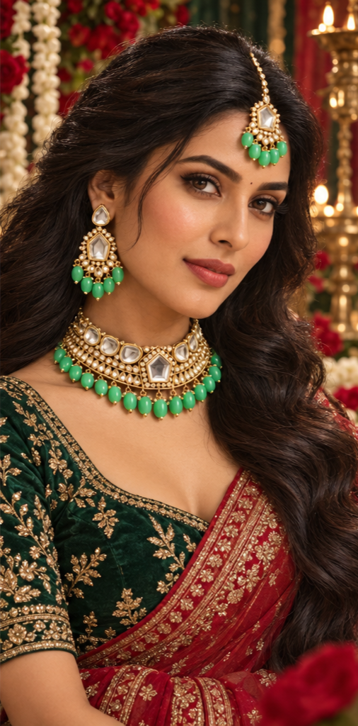 Bollywood désigner mariage sari parure vert 3 pièces