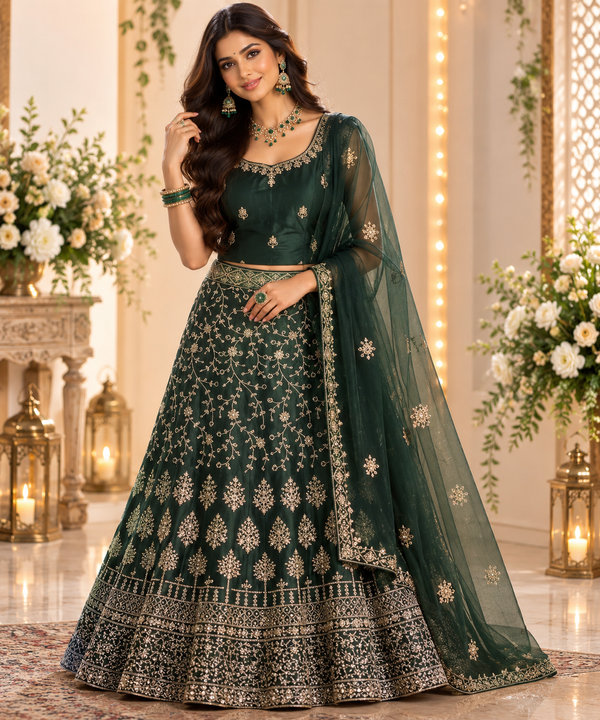 Bollywood désigner mariage lehanga choli vert taille 38/42