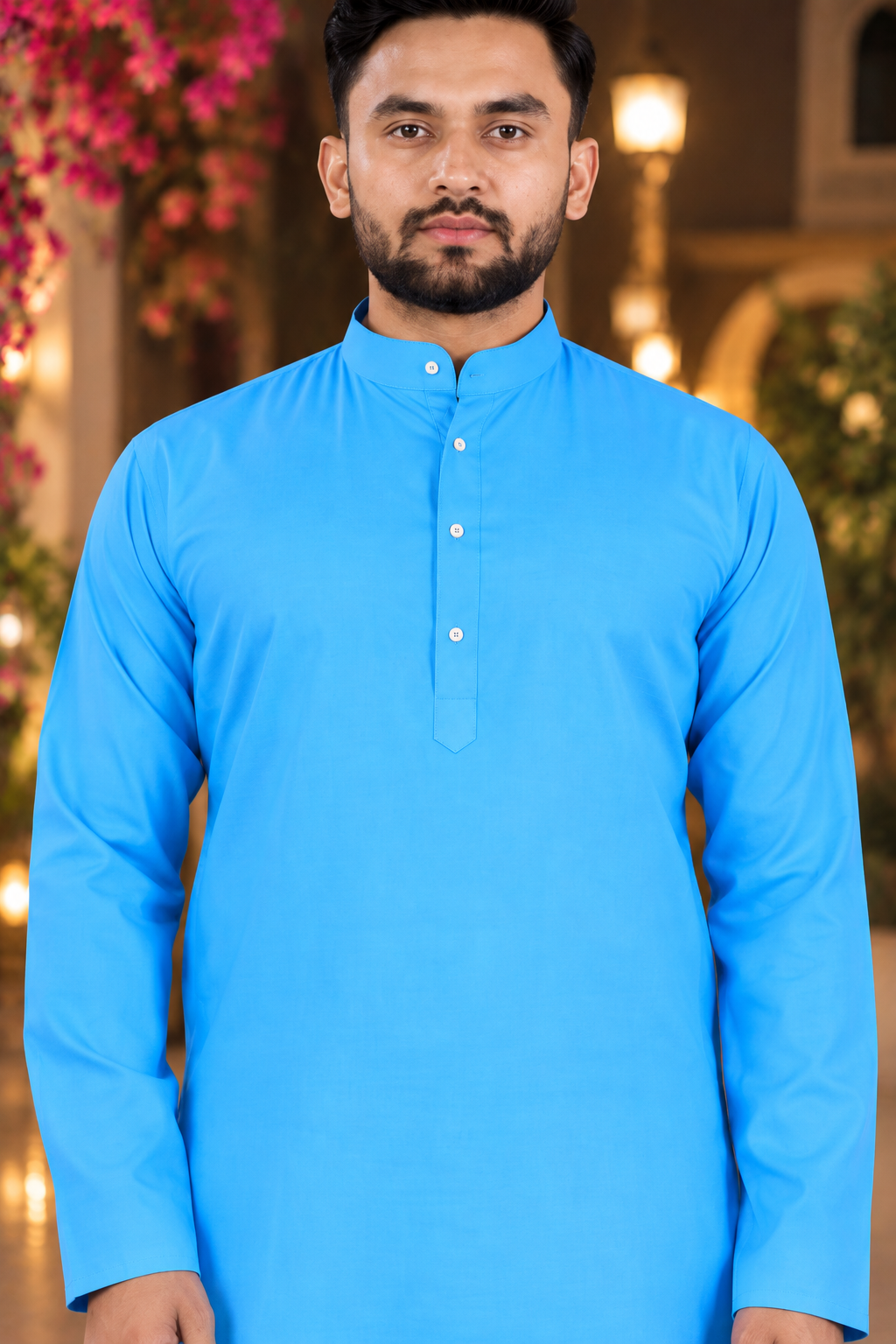 Indian kurta homme bleu blanc taille XL