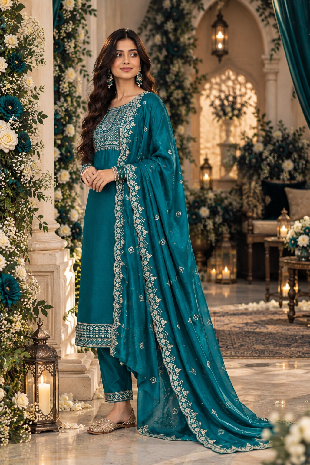 Bollywood désigner salwar kameez bleu taille XL