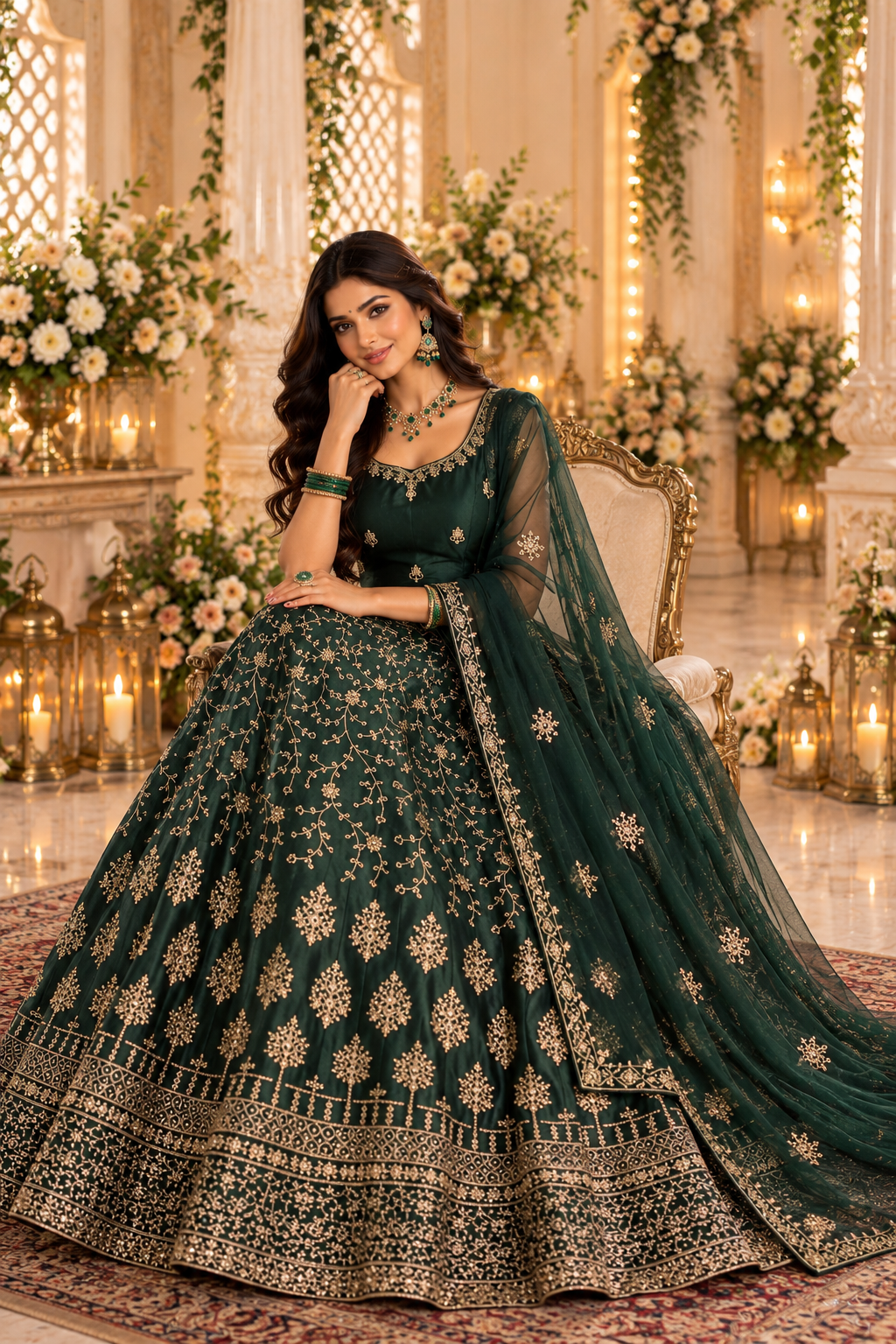 Bollywood désigner mariage lehanga choli vert taille 38/42 Image principale du produit