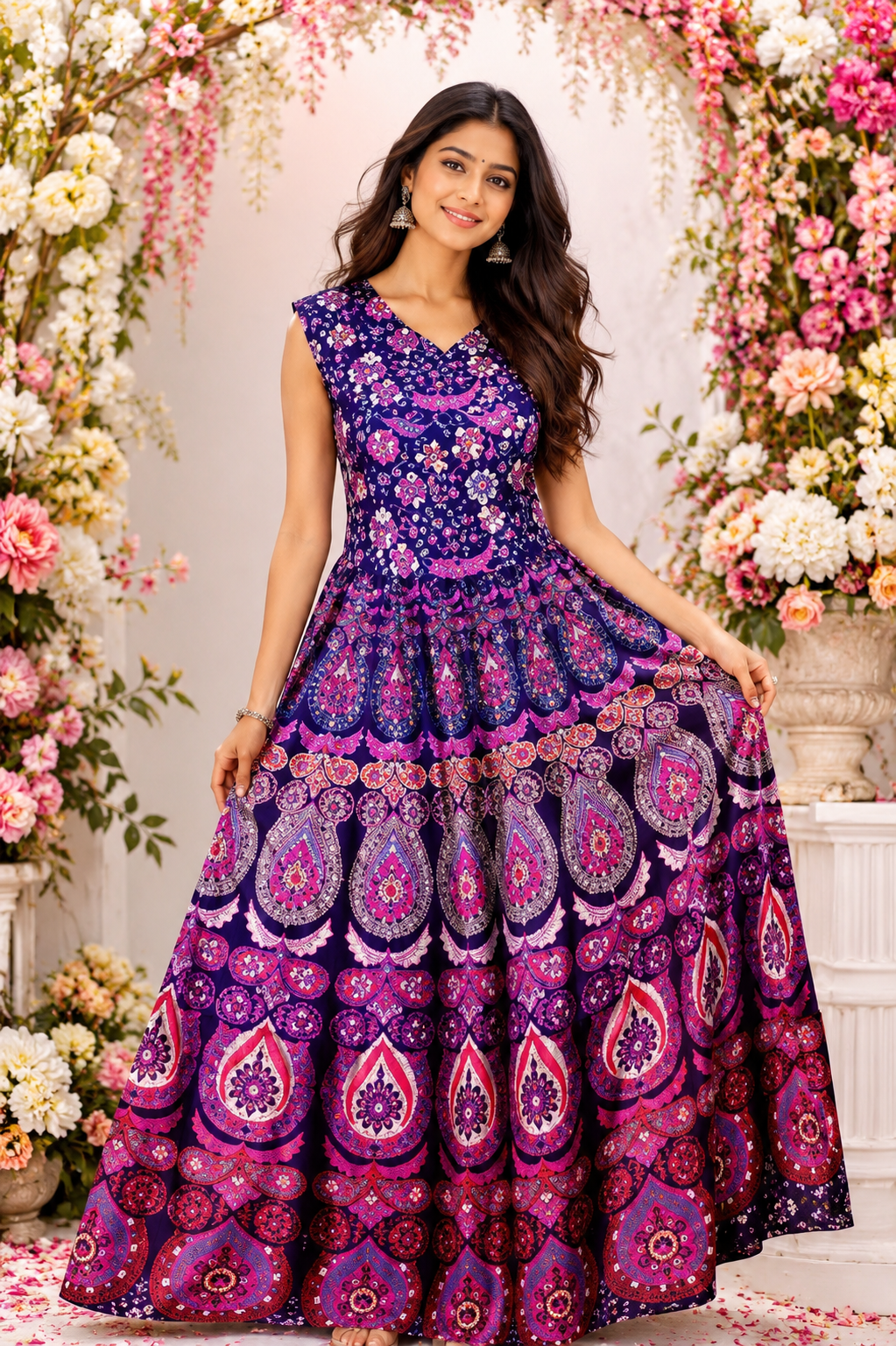 Bollywood désigner jaipuri coton robe taille 36/40