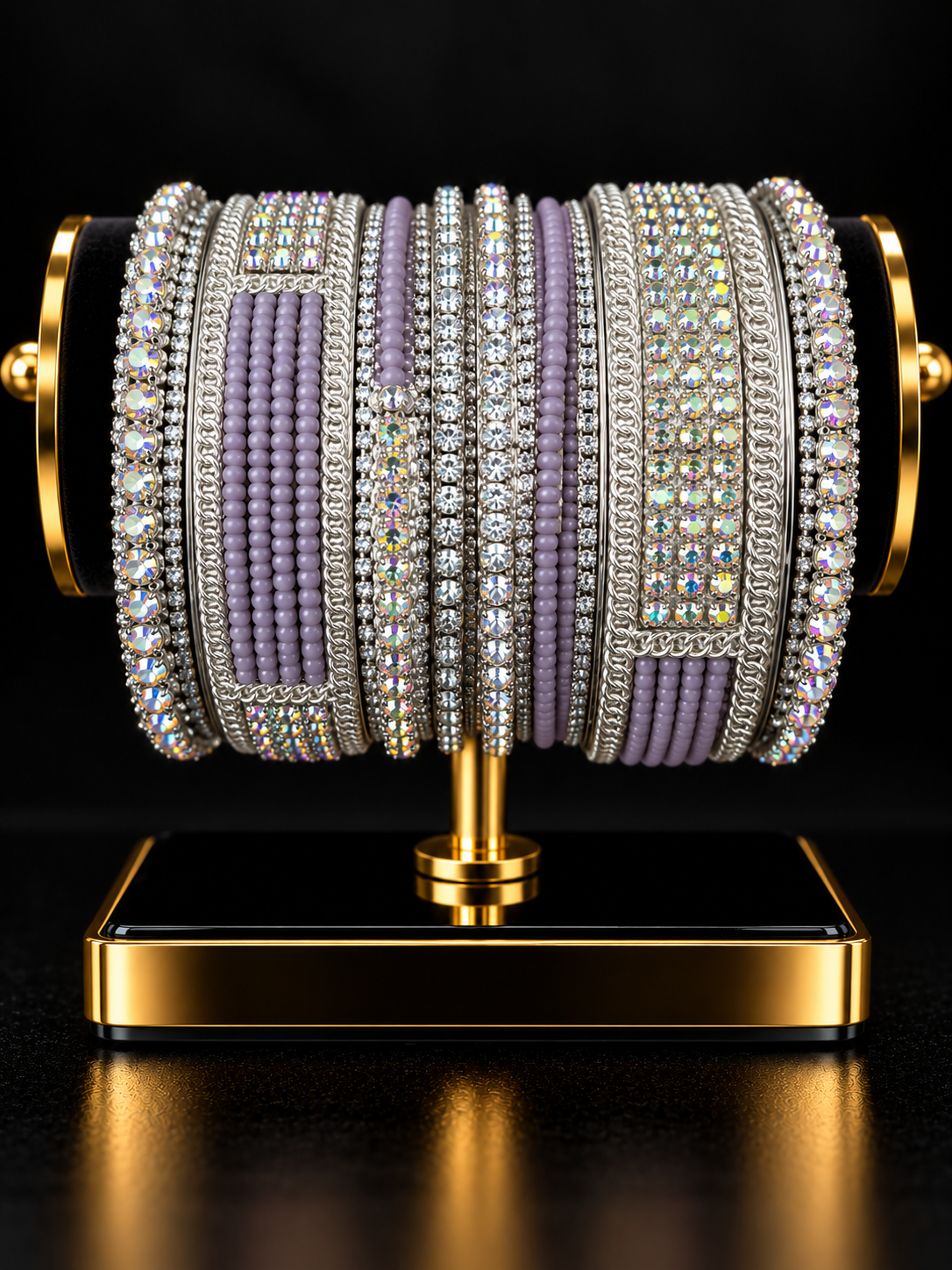 Bracelet violet et argenté taille 2.8 Indian bangles Image principale du produit